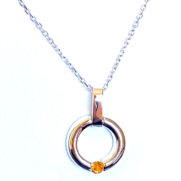 Jewelry - 💎Yellow topaz stone 925 silver round trendy necklace